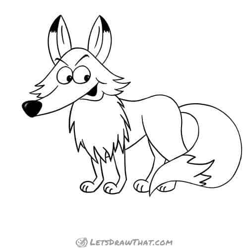 How to draw a fox: finished outline drawing