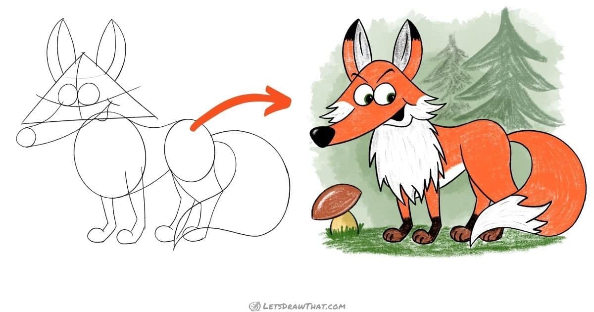 How to Draw a Fox: A Mischievous Cartoon Fox Drawing (Step-By-Step)