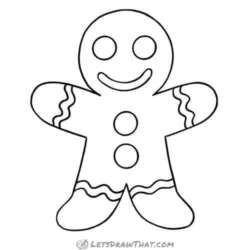How to Draw a Gingerbread Man: Cute and Easy - Let's Draw That!