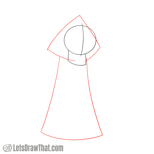 Drawing step: Sketch the long cloak
