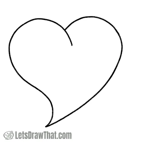 How to draw a heart: finished outline drawing