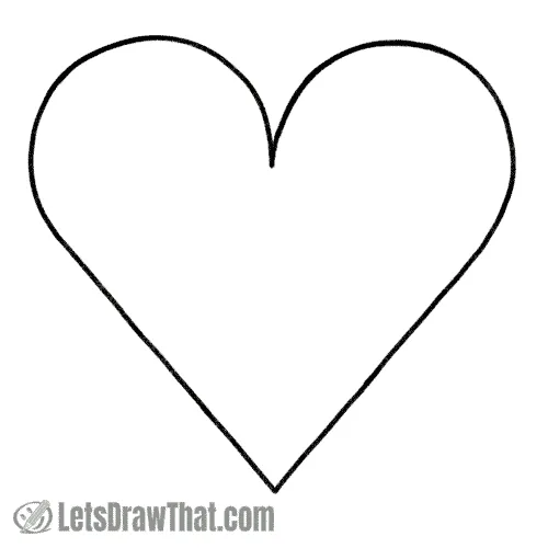 How to draw a simple heart: finished outline drawing