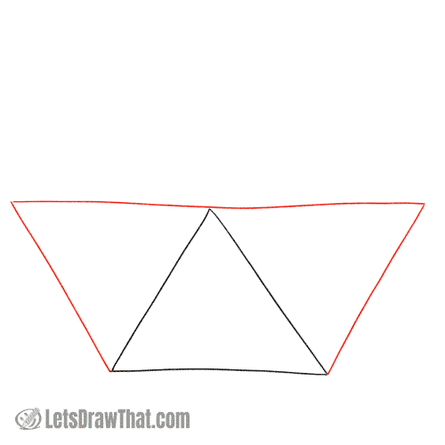 Drawing step: Add two more upside down triangles