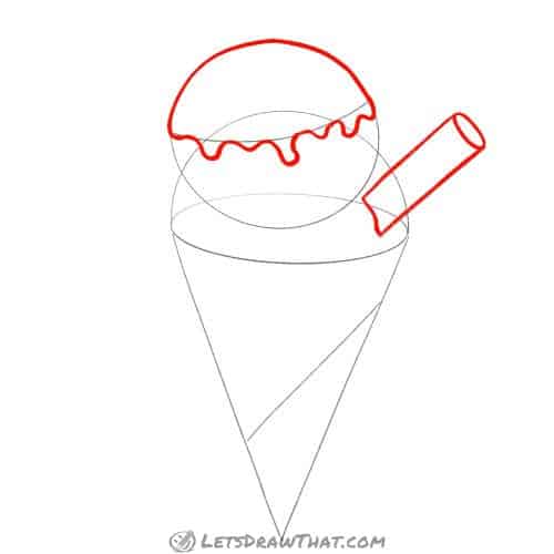 Drawing step: Draw the topping and the wafer stick