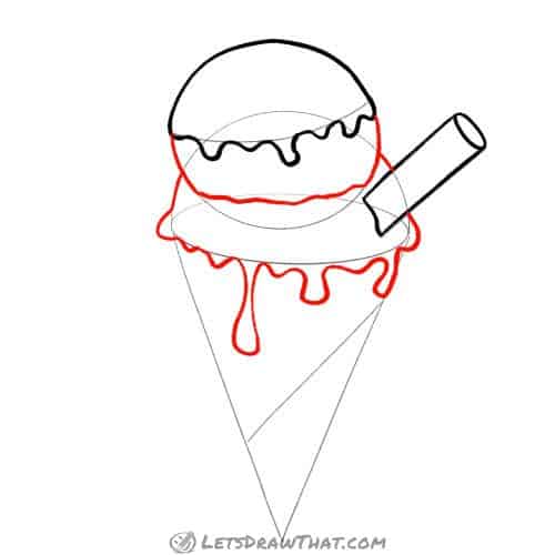 Drawing step: Draw the ice cream scoops