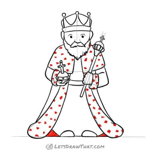 How to draw a king with all the royal symbols
