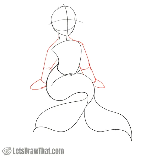 Drawing step: Sketch the arms