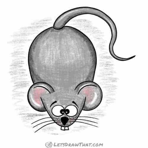 Easy mouse drawing: finished drawing coloured-in