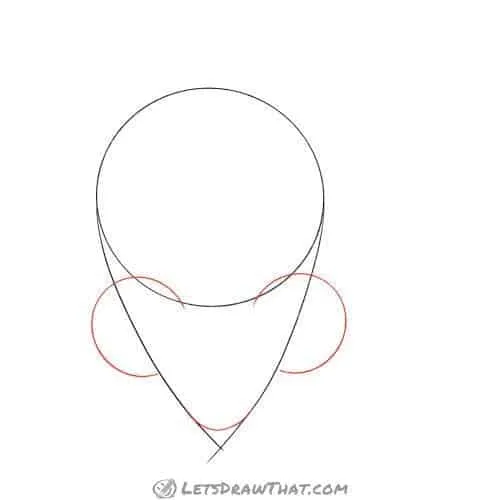 Drawing step: Draw the mouse's ears and nose