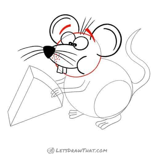 Drawing step: Draw the mouse's head and eyebrows