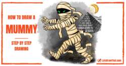 How To Draw a Mummy - A Spooky Cartoon Mummy Drawing - step-by-step-drawing tutorial featured image