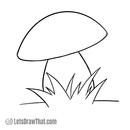 How to draw a mushroom: finished bolete outline drawing