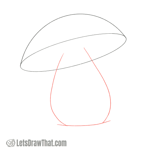 Drawing step: Draw the mushroom stem