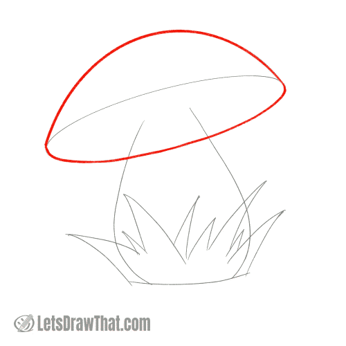 Drawing step: Outline the mushroom cup