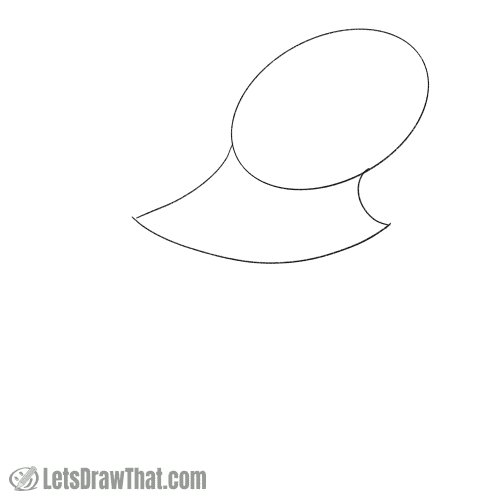 Drawing step: Draw an oval for the octopus's head
