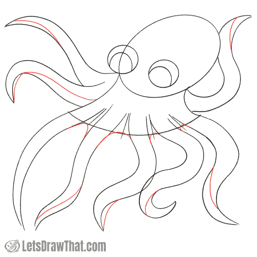 Drawing step: Mark off the tentacle reverse sides
