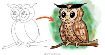How to draw an owl - simple and cute - step-by-step-drawing tutorial featured image