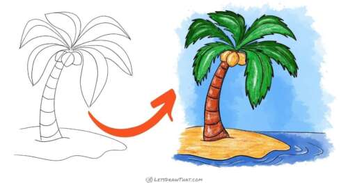 How to Draw a Palm Tree: Easy Awesome Palm Tree Drawing - step-by-step-drawing tutorial featured image