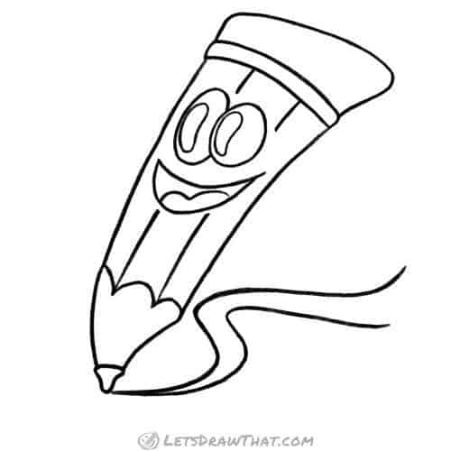 How to draw a cartoon pencil: finished outline drawing