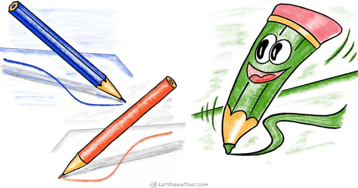 How to draw a pencil: realistic and cartoon - step-by-step-drawing tutorial featured image