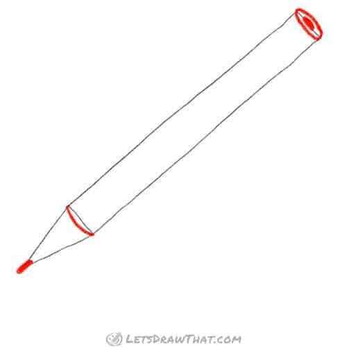 Drawing step: Add the lead tip and round ends