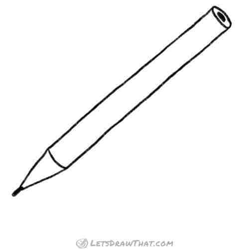 How to draw a round pencil: finished outline drawing
