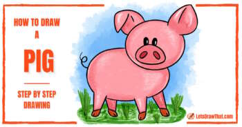 How to Draw a Pig – A Cute Easy Pig Drawing From 2 Ovals - step-by-step-drawing tutorial featured image