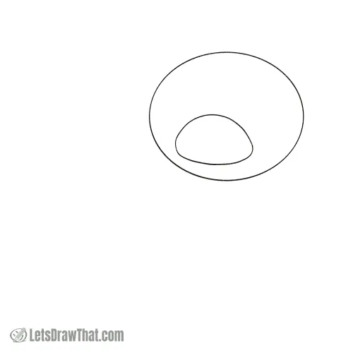 Drawing step: Sketch two ovals for the pig’s head and snout