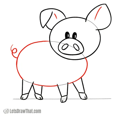Drawing step: Draw the pig’s body