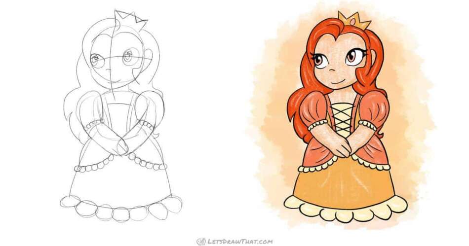 How to draw princess in a  simple cute chibi style - step-by-step-drawing tutorial featured image