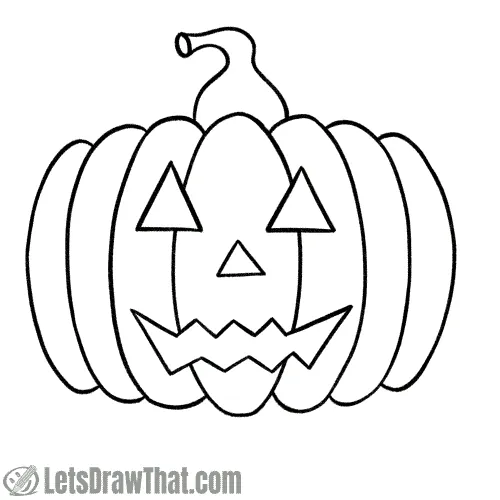 Drawing step: Option: Outline the pumpkin face for a simple drawing