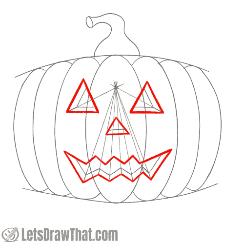 Drawing step: Outline the pumpkin face