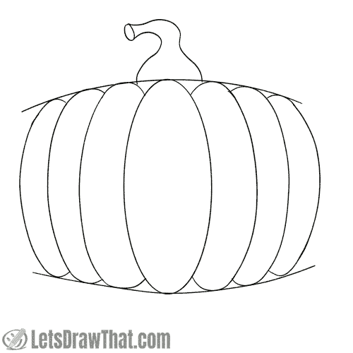 Drawing step: Sketch the base pumpkin