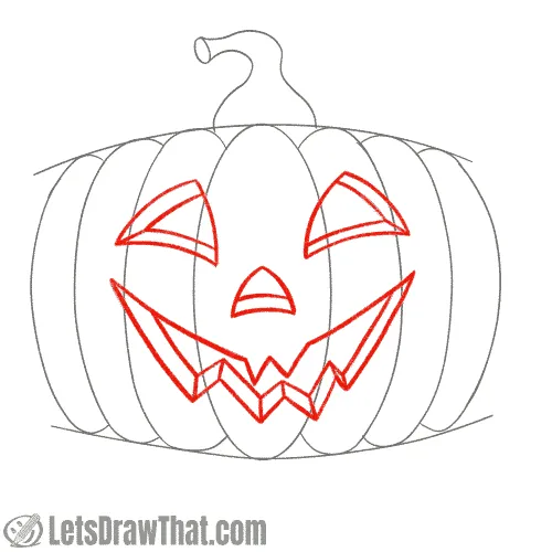 Drawing step: Outline the pumpkin face