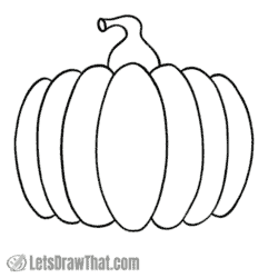 How to draw a simple pumpkin: finished outline drawing
