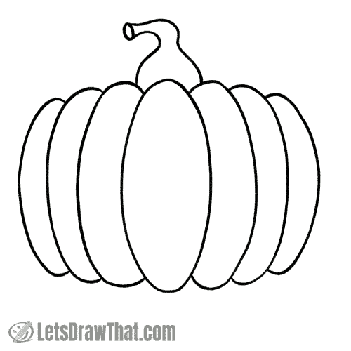 How to draw a simple pumpkin: finished outline drawing