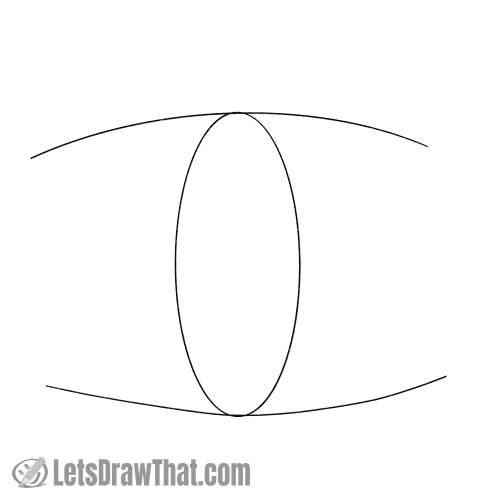 Drawing step: Sketch the first oval and guidelines