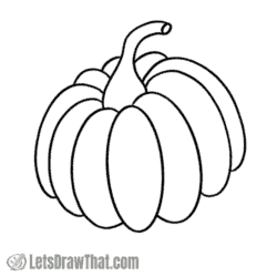 How to draw a pumpkin: finished outline drawing