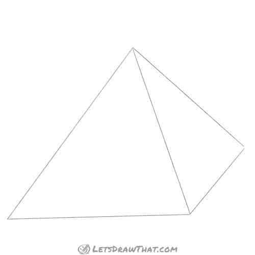 Drawing step: Base pyramid shape in 3D perspective