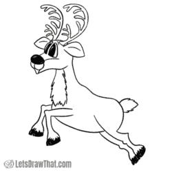 How to draw a reindeer: finished outline drawing