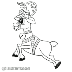 How to draw Rudolph: finished outline drawing