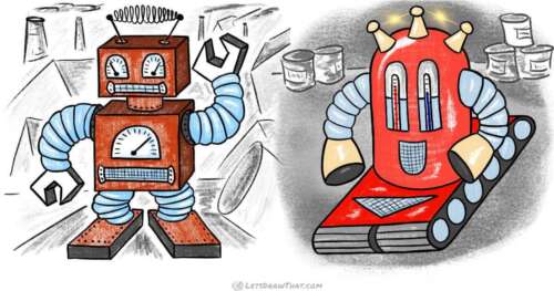 How to draw a robot: 2 different easy ways - step-by-step-drawing tutorial featured image