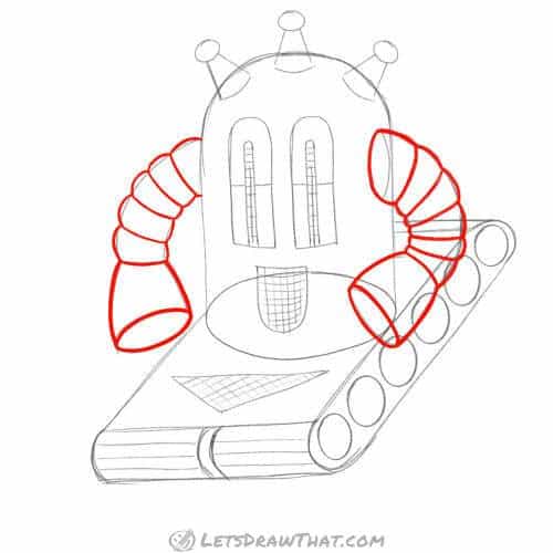 Drawing step: Outline the robot’s arms