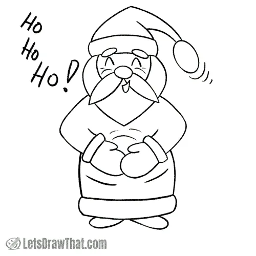 How to draw Santa: finished easy Santa outline drawing