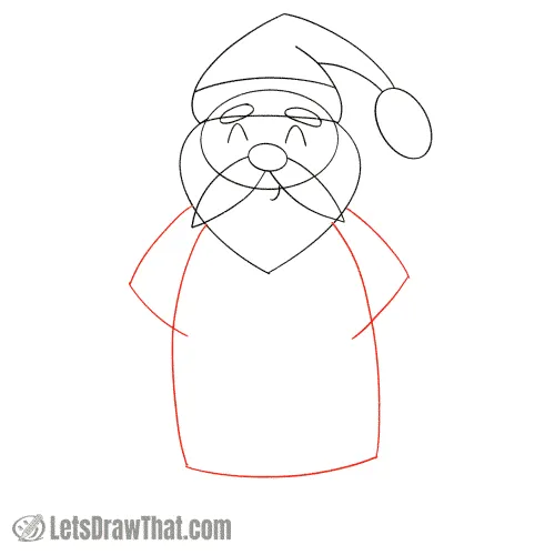 Drawing step: Draw Santa’s body