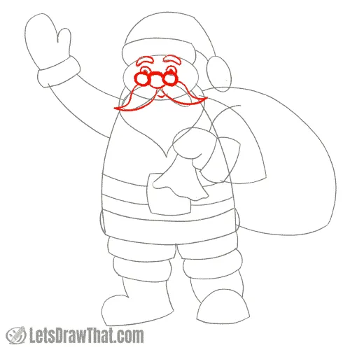 Drawing step: Draw Santa’s face
