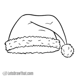 How To Draw A Santa Hat: finished outline drawing