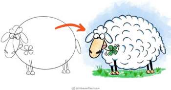 How to Draw a Sheep: Cute Funny Cartoon Style Sheep Drawing