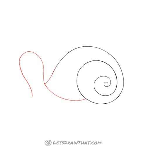 Drawing step: Draw the snail's head