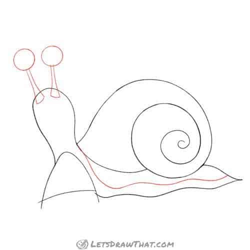 Drawing step: Draw snail's eye stalks